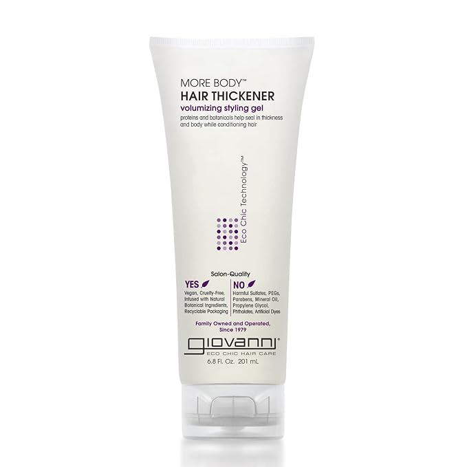 GIOVANNI More Body Hair Thickener - Volumizing Styling Gel, Plumps Hair, Seals Split Ends, Adds Shine, Paraben-Free, Color Safe, Infused with Natural Botanical Ingredients - 6.8 oz