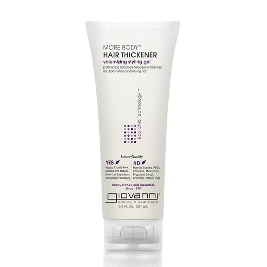 GIOVANNI More Body Hair Thickener - Volumizing Styling Gel, Plumps Hair, Seals Split Ends, Adds Shine, Paraben-Free, Color Safe, Infused with Natural Botanical Ingredients - 6.8 oz