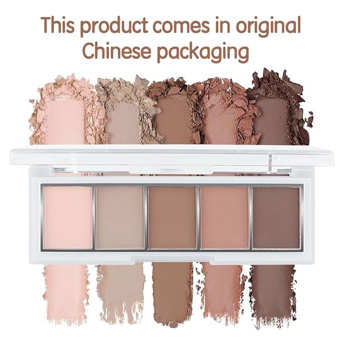 Matte Nude Eyeshadow Palette – 5-Color Neutral Peach Brown & Taupe Eye Shadow, High Pigment Blendable Long-Lasting Soft Nude Makeup Palette for Daily Natural Looks, Mature Eyes, Blue Green Brown Eyes