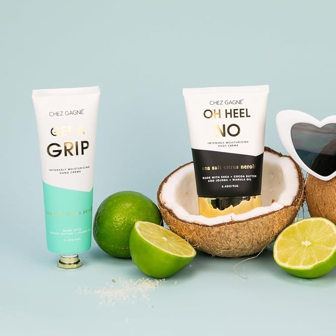 Vegan Hand Cream for Dry Hands - Get A Grip - Sea Salt Citrus and Neroli 3.4oz Non-Greasy Moisturizing Hand Lotion - Made in California - Paraben, Sulfate & Phthalate Free - Luxury Clean Beauty Gift