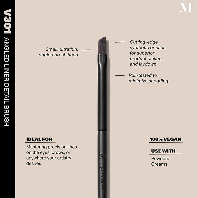 Morphe Vegan Eye Detail Brush Trio - Vegan Makeup Brushes for Powder & Cream Formulas - Cutting-Edge Synthetic Bristles - Includes V301, V303, V305 (3 Count)
