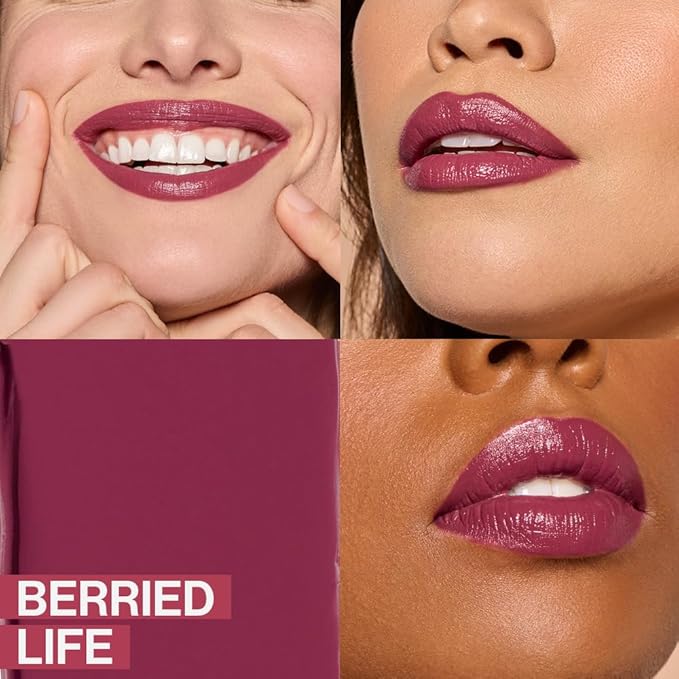 wet n wild Mega Last Lip Color, Satin Finish, Berried Life | Rich Creamy | Vitamin E | Argan Oil | Vegan