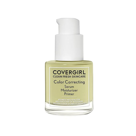 COVERGIRL Clean Fresh Color Correcting Serum â€“ Moisturizer, Face Primer, Skincare, Vegan Formula â€“ 100 - Fair, 30ml (1.0 fl oz)
