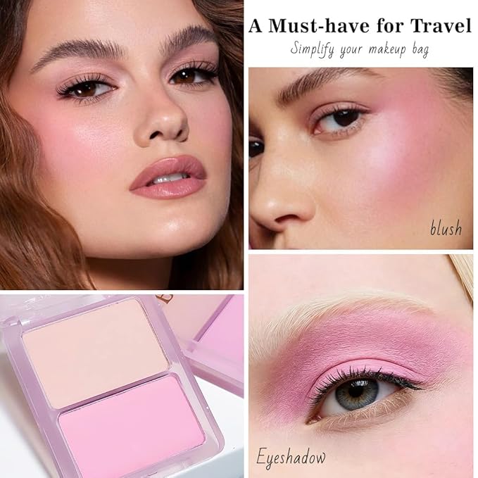2 Colors Light Nude Beige Pink Eye Shadow Powder Palette Makeup for Women,Neutral Matte Naked Eyeshadow Palette for Old Women Long Lasting Naturing-Looking,Vegan