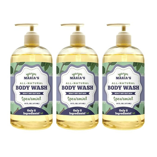 Yaya Maria's Natural Body Wash, Only 6 Ingredients, 100% Nontoxic, Keeps Skin Soft, Cruelty-Free (Spearmint)