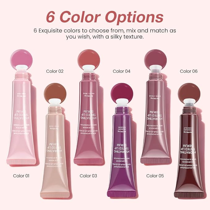 2Pcs Lip Tinted Glowy Balm Hydrating Tinted Lip Serum Lip Gloss, Ultra-Hydrating Natural Vegan Lip Balm, Sheer-Tinted Shine & Hydration, Soothes & Softens Dry Lips Skincare 01+02