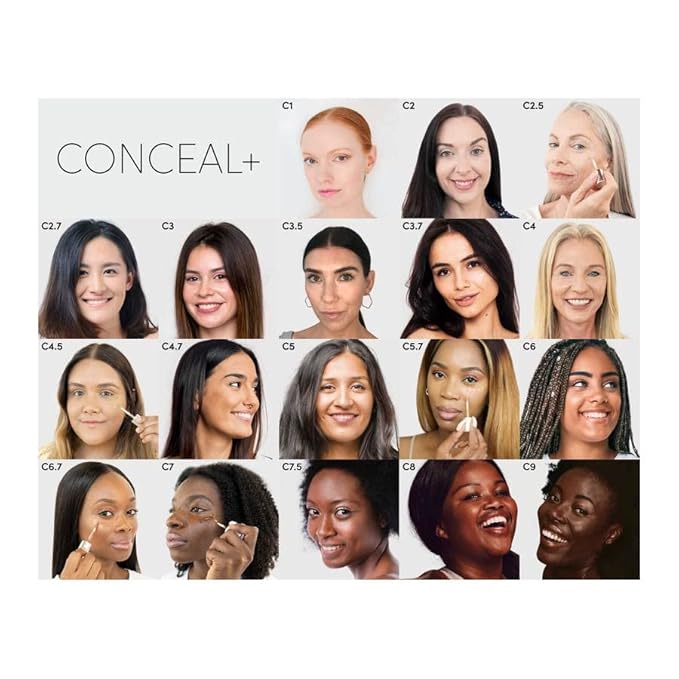 Fitglow Beauty Conceal+ | Vegan Full Coverage Concealer Skincare with Vitamin K + Green Tea | Corrects Dark Circles, Blemishes & Redness | Non-Creasing, Natural Finish | C5-6g