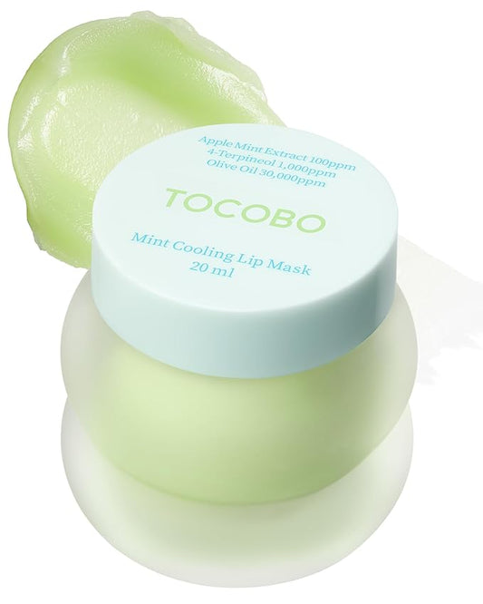 TOCOBO Mint Cooling Lip Mask – Cooling Relief Lip Sleeping Mask for Dry, Irritated Lips – Apple Mint + Tea Tree-Derived 4-Terpineol & Olive Oil – Soft Melting Texture, Fresh Herb Scent, 0.68 oz.