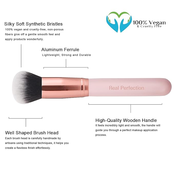Real Perfection Makeup Brush Set 16 Pcs with 1 Eyebrow Razor Premium Synthetic Foundation Powder Concealers Eyeshadow Blush Makeup Brushes Make up Brushes Kit (Pink)