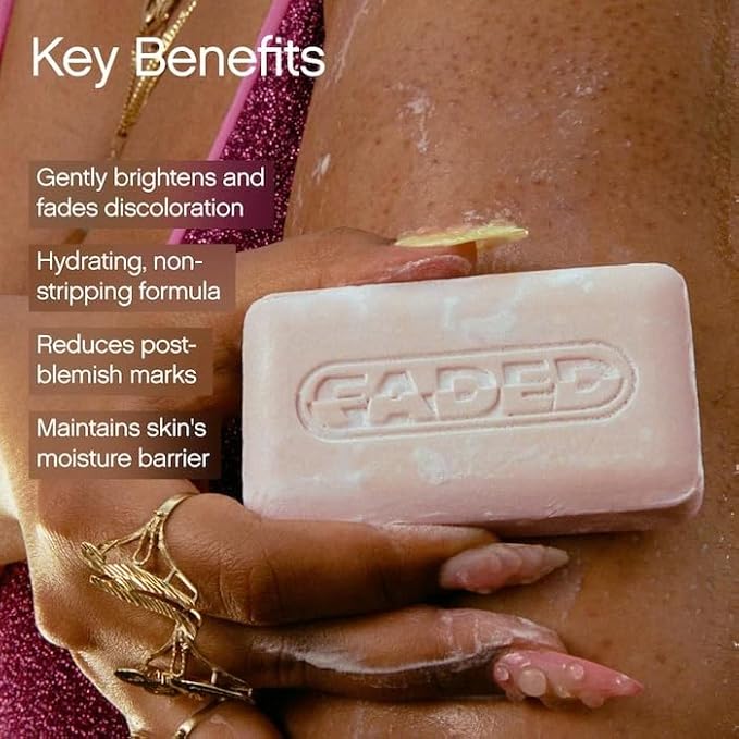 Faded Cleansing Bar for Face and Body | Kojic Acid, Vitamin C & Lactic Acid | Moisturizes | Vegan, Fragrance-Free, Safe for Sensitive Skin (2 Pack)