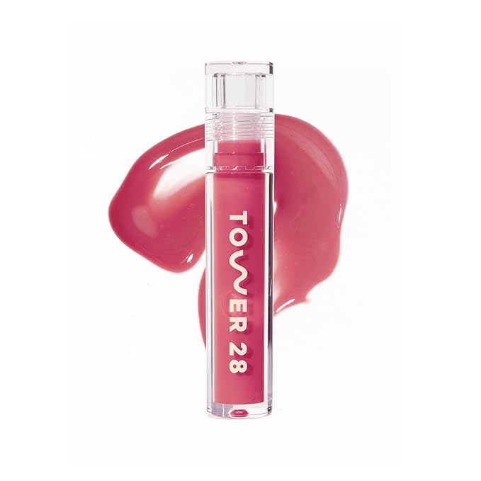 Tower 28 ShineOn Lip Gloss Jelly - Hydrating Tinted Lip Balm + Milky Gloss for Sensitive Lips - Non-Sticky + High-Shine Jelly Formula with Nourishing Oil Blend - Coconut - Rosy Pink (0.13)