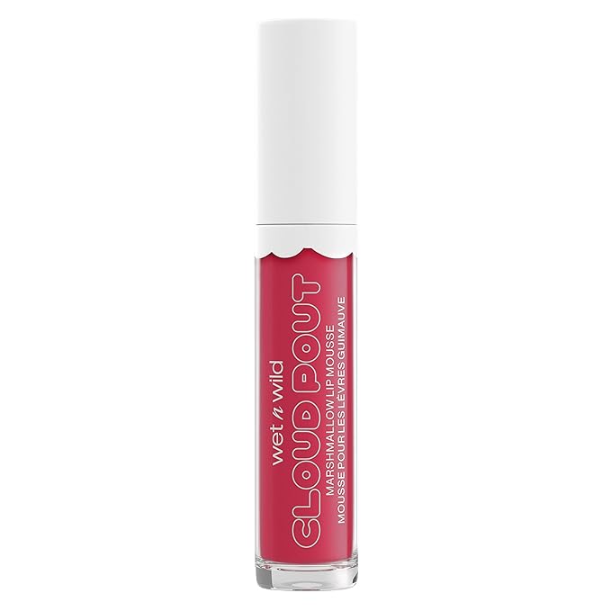 wet n wild Lip Cream Cloud Pout Marshmallow Matte Liquid Lipstick | Lip Mousse | Hot Pink Red Fluff You | Marshmallow Flavored