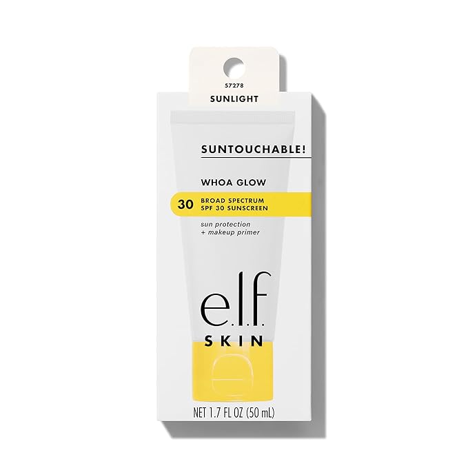 e.l.f. SKIN Suntouchable Whoa Glow SPF 30, Sunscreen & Makeup Primer For A Glowy Finish, Made With Hyaluronic Acid, Vegan & Cruelty-Free, Packaging May Vary, Sunlight