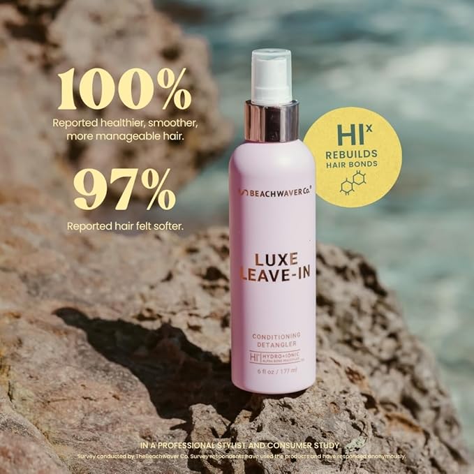 The Beachwaver Co. Luxe Leave-In Conditioning Detangler - Full Size (6 Fl Oz) | Leave-In Treatment to Hydrate,Smooth,& Strengthen w/HiX Vegan Bond Multipliers | Bali Beach Night Fragrance,(Pack of 2)