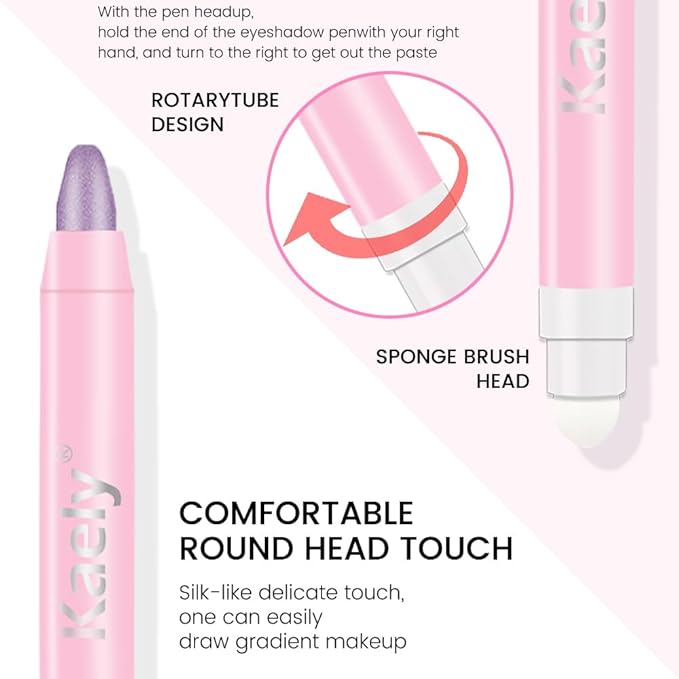 2in1 Shimmer Cream Eye Shadow Stick - Violet, Eyeliner Pencil Eyeshadow Palette Makeup, Waterproof Long Lasting Brightener, Crease Proof & Smudge Resistant, Cream Eyeshadow with Built-in Smudger