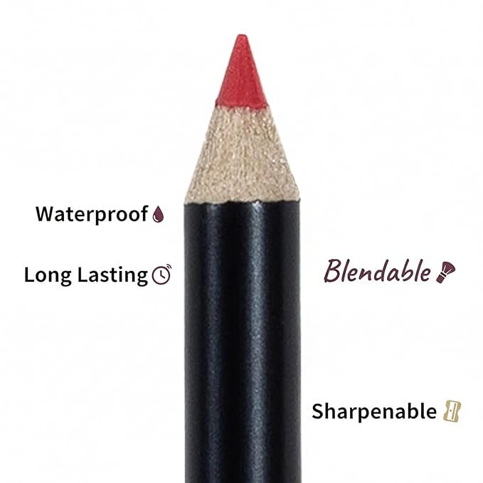 Mynena Warm Orange Red Creamy Matte Waterproof Lip Liner | Long Lasting Transfer-Proof | Sharpenable | Blendable Pencil for Defined Lips