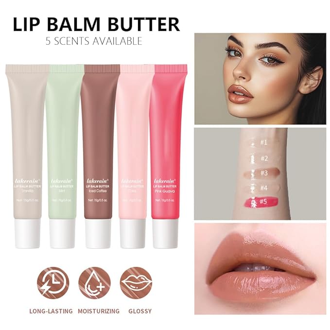2Pcs Summer Lip Butter Lip Balm, Ultra-Hydrating Natural Vegan Lip Balm, Sheer-Tinted Shine & Hydration, Soothes & Softens Dry Lips Skincare, Bálsamo labial hidratante (#3+4#)