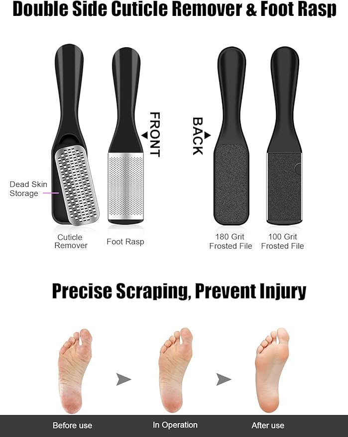 Pedicure Tools for Feet, 30 in 1 Foot Scrubber Manicure Kit for Women Men, Stainless Steel Foot File Foot SPA, Professional Callus Remover Skin Tag, Included Nail Toenail Clipper File Foot Rasp