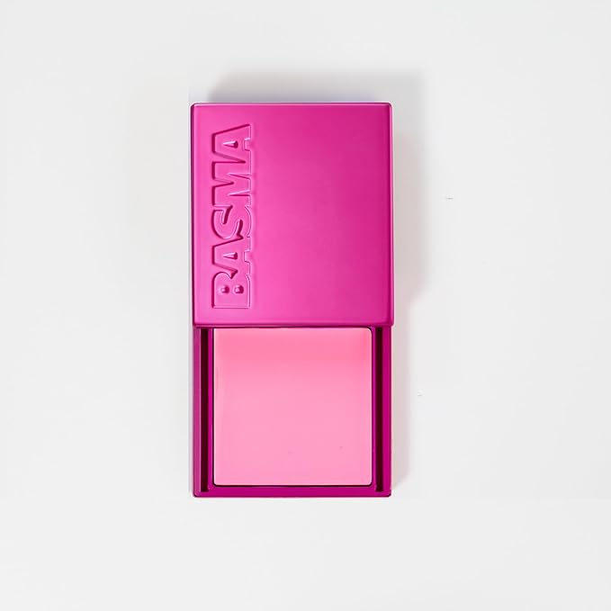BASMA Beauty Cream Blush for Cheeks, Buildable Non-Sticky Cream Blush Makeup, Long-Lasting Cheek and Lip Tint with Vitamin E, Aloe Vera & Rosemary Extract, Gluten-Free Vegan (1, Bubble Gum Pink)