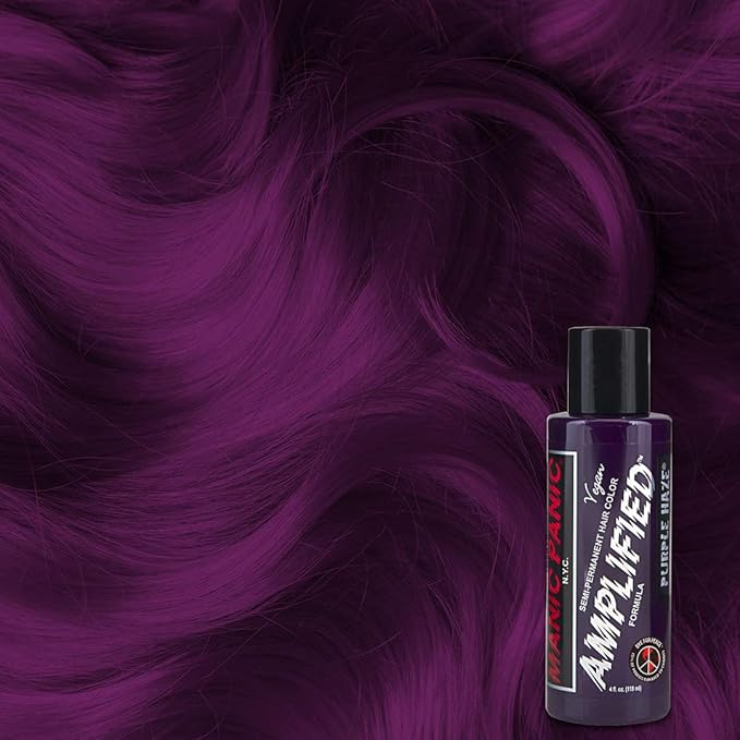 MANIC PANIC Purple Haze Hair Color - Amplified - Semi Permanent Hair Dye - Very Dark Warm Purple Color - For Dark & Light Hair - Vegan, PPD & Ammonia-Free - For Coloring Hair For Men & Women