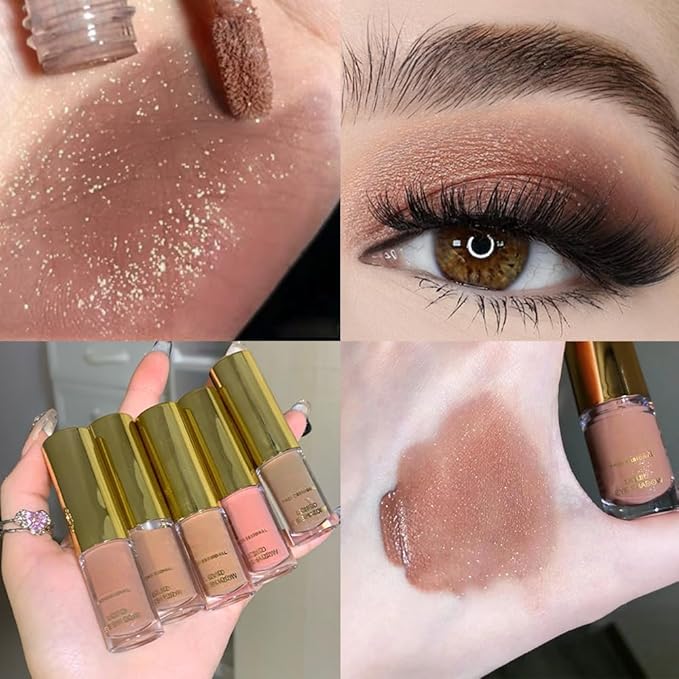 Warm Apricot Shimmer Liquid Metallic Eyeshadow, Longwear Eye Makeup For Older Women, Buildable Highly Pigmented & Blendable Eye Shadow Cream in Shimmer Finishes, Vegan & Cruelty-Free,(07#Warm Apricot)