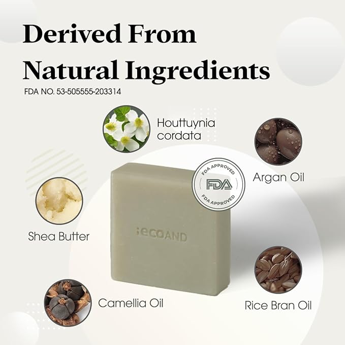 Korean Vegan pH Balanced Cleansing Bar with Houttuynia Cordata Extract Deep Cleansing Natural Herbal Soap for Sensitive Face & Body, Gentle Low pH Moisturizing Bar, Cruelty Free K-Beauty, 3.5oz