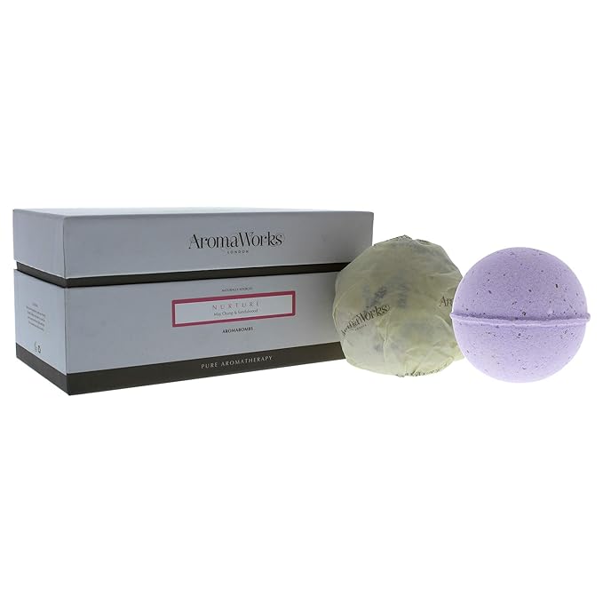 Aromaworks Nurture Aromabomb Duo - Creates A Luxurious and Therapeutic Experience - Envelops You in The Scents of Purity - Key Ingredients of Chamomile, Lavender and Geranium - 2 X 8.81 Oz Bath Bomb