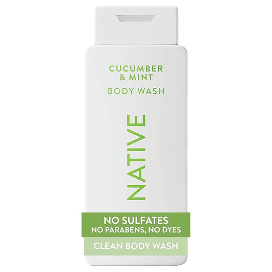 Native Body Wash Contains Naturally Derived Ingredients | For Women & Men, Sulfate, Paraben, & Dye Free Leaving Skin Soft and Hydrated | Cucumber & Mint 18 oz