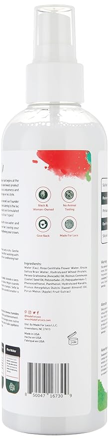 Made For Locs Vegan Rose Water Refresher Spray | Locs Moisturizer | Locs Deodorizer | Amazing Scents (Fresh Apple, 8 oz)
