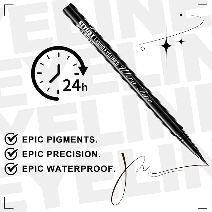 Stylish Ultra-precise Waterproof Liquid Eyeliner - Long Lasting & Smudgeproof Eye Liner with Ultra Fine Felt Tip, Ophthalmologist-Tested, Vegan- Dark Brown(Pack of 3)