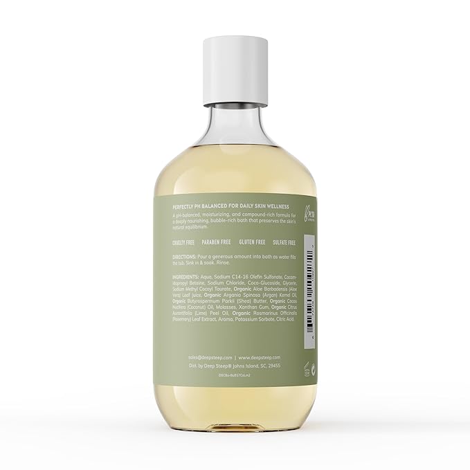 Deep Steep Bubble Bath, Coconut Lime 17 oz (Pack of 2) – Hypoallergenic, Clinically Tested Soothing Soak with Shea Butter & Argan Oil – Sulfate-Free