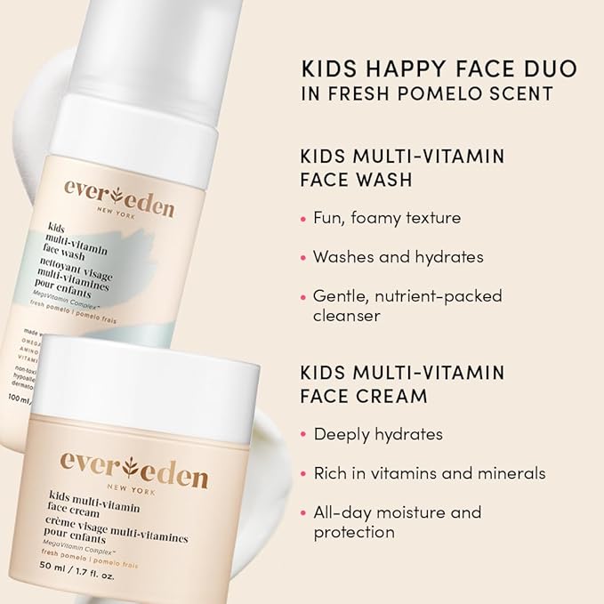 Evereden Kids Travel Essentials Set: Clean & Vegan 5-Piece Skin Care Travel Set for Kids | Body Wash, Lotion, Face Wash, Cream, 2-in-1 Shampoo & Conditioner | TSA-approved | Travel Size Toiletries