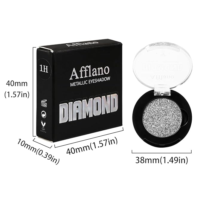 Silver Glitter Eyeshadow Single, High Impact Gray Silver Sparkle Eyeshadow for Smokey Eyes, Blendable Pigmented Long Lasting Metallic Eye Shadow, Shiny Minerals Pressed Powder Eye Glitter, Vegan #11H