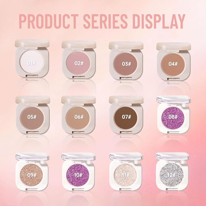 Pearlescent mini Eyeshadow Highly Pigmented Blend Matte & Shimmer EyeShadow,Cream Moisturizing Waterproof&Long Lasting Eye Makeup Natural Luminous Makeup Look (B12, 1 Count (Pack of 1))