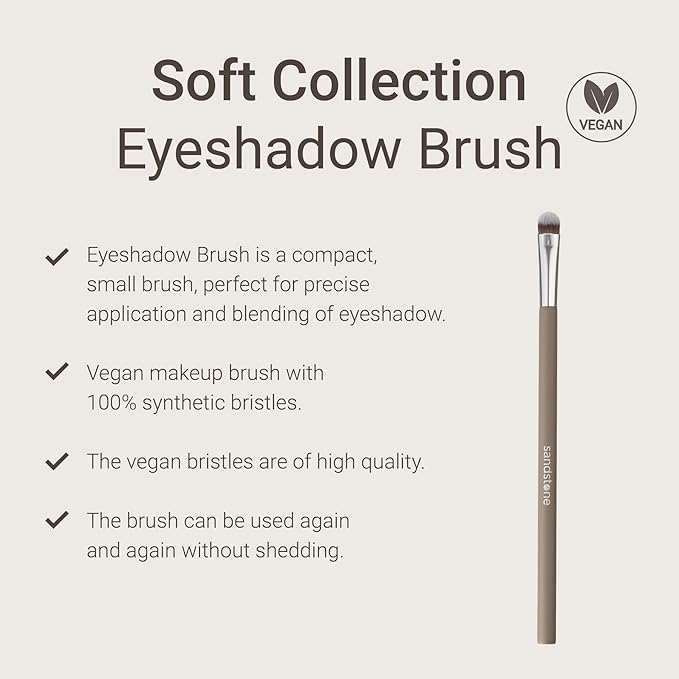 Sandstone Scandinavia Eyeshadow Brush – Precision Makeup Brush for Smooth Color Application – Ultra-Soft Vegan Bristles – Cruelty-Free