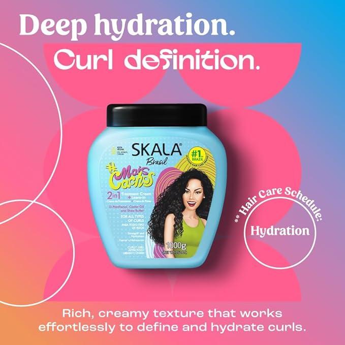 SKALA Mais Cachos Hair Type 3ABC - Eliminate Anti Frizz, For Curly Hair -2 in 1 Conditioning Treatment Cream and Cream To Comb 100% VEGAN 35.2 Oz (1 Pack)