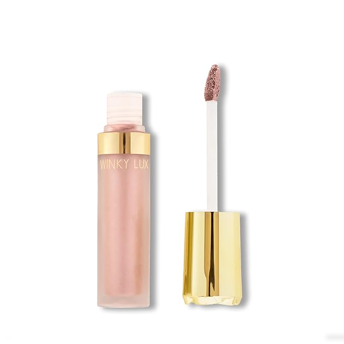 Winky Lux Rose Petal Liquid Eyeshadow, Longwear, Buildable, High-Pigment, Blendable, Crease-Proof, with Hydrating Vitamin E & Mango Seed Butter, Clean Beauty, Cruelty-Free, Vegan, Sunflower Shimmer
