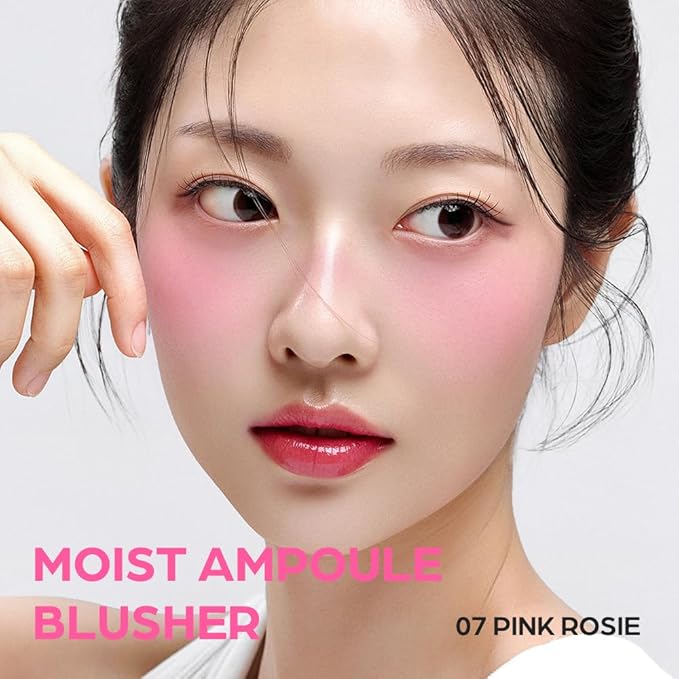 House of Hur Moist Ampoule Blusher with 50% Moisture Essence | Hydrating & Long-Lasting Blush | 0.33 fl. oz. (9 Shades) - Pink Rosie