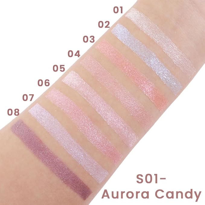 SUAKE Nude Pink Eyeshadow Palette, Matte & Shimmer, High Pigmented 12 Colors Brown Purple Eye Shadow Primers for Eye Makeup, Korean Powder Palet de sombras de ojos (05-Aurora Candy)