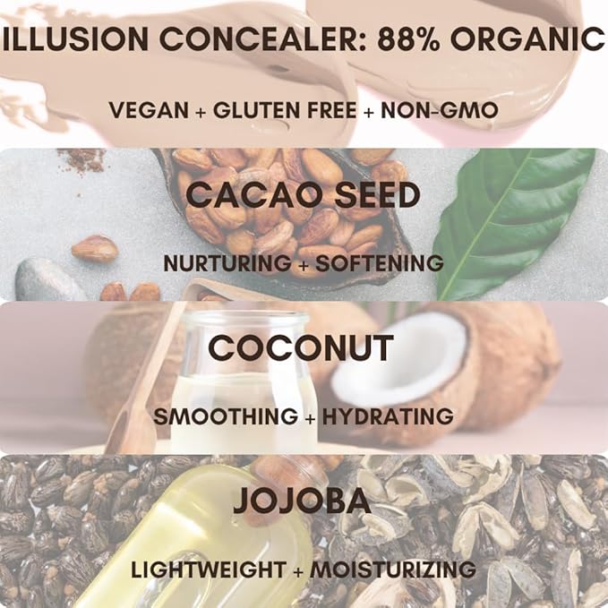 BaeBlu Organic Concealer, FULL Coverage Cover Up, 100% Natural, Made in USA, Coral Reef