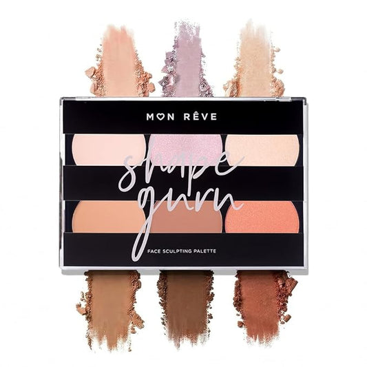Mon Rêve 3-in-1 Contour Palette Powder – Highlighter, Blush & Contour Makeup Palette – Parabens-Free & Vegan Mineral Makeup Face Sculpting Kit for Light & Dark (01 Light)