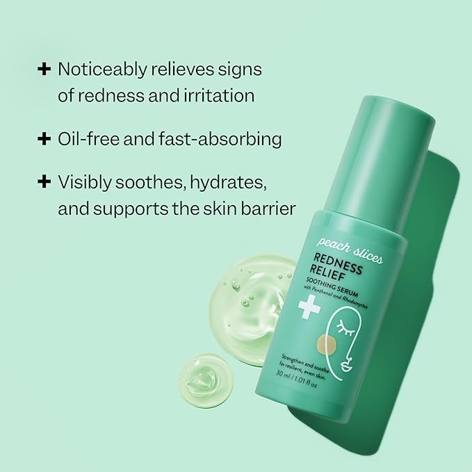 Peach Slices - Redness Relief Soothing Serum (1.01 oz) - Strengthen & Soothe - Resilient & Even Skin - Panthenol, Rhodomyrtus, Cica, & Allantoin - Vegan, Cruelty Free, Korean Skin Care & Beauty