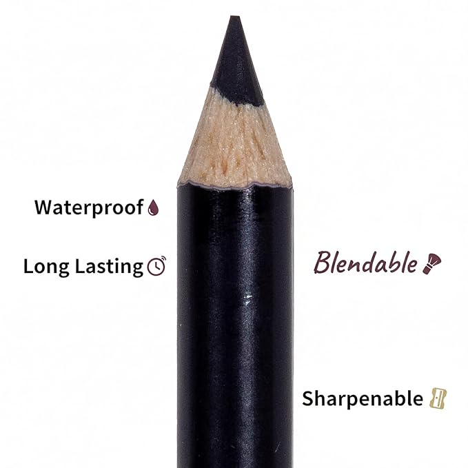 Mynena Black Creamy Matte Waterproof Lip Liner | Long Lasting Transfer-Proof | Sharpenable | Blendable Pencil for Defined Lips