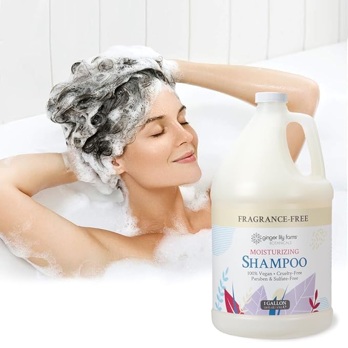 Ginger Lily Farms Botanicals Moisturizing Shampoo for All Hair Types, 100% Vegan & Cruelty-Free, Fragrance Free, 1 Gallon Refill (Pack of 4)
