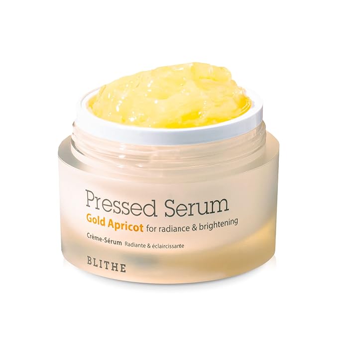 BLITHE Pressed Serum Gold Apricot | Glow Serum for Face | Glass Skin Korean Skincare & Face Moisturizer for Dry Skin, 1.68 fl oz