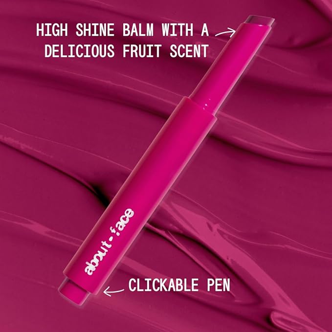 about-face Cherry Pick Lip Color Butter – High-Shine, Hydrating Lip Balm with Pomegranate Flower Extract & Cherry Butter – Vegan, Cruelty-Free, Clean Beauty – 0.06 oz (Berry Smash – Spring Violet)