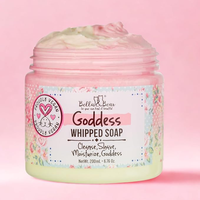 Bella & Bear Goddess Valentines Love Yourself Ritual – Whipped Soap, Body Scrub & Body Butter Set, Tropical Scent, Vegan & Cruelty-Free Self Care Gift for Women