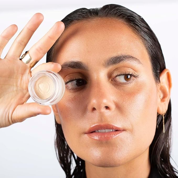 Cream Eyeshadow & Highlighter - Infused with Hyaluronic Acid + Calendula Flower - LightWeight Cream Makeup and Skincare - 99% Natural Ingredients - Vegan Make Up - 01 Golden Hour