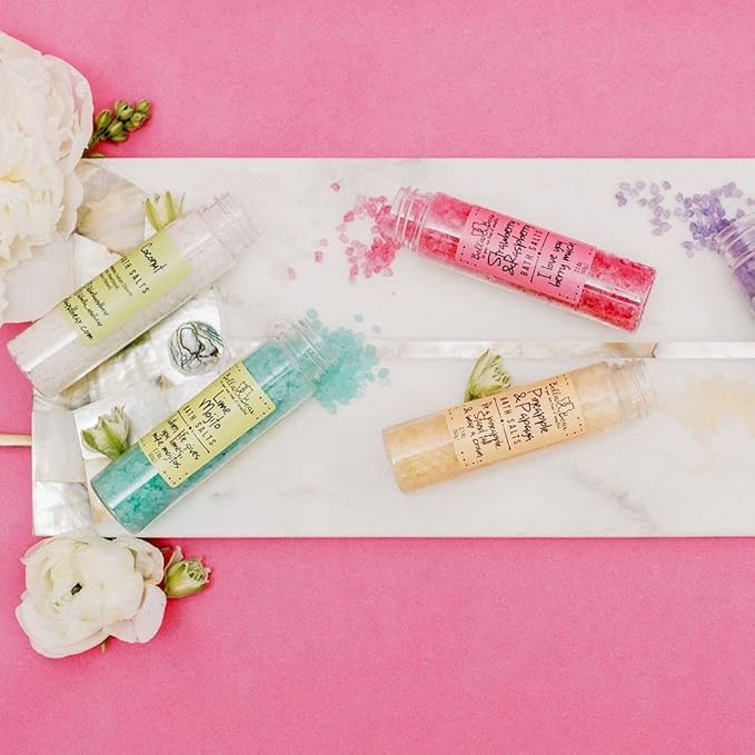 Bath Salts for Women – Relaxing Spa & Foot Soak – Bella & Bear Paradise Fruits – Fruity Scented Bath Soak Gift Set (6 Pack, 2oz) – Vegan & Cruelty-Free