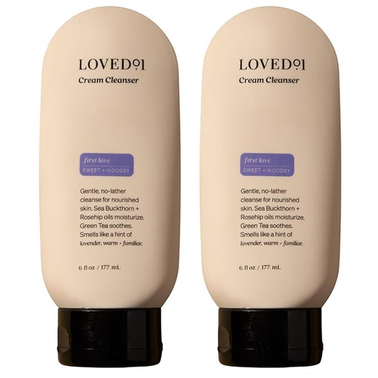 Loved01 Cream Cleanser for Face & Body, John Legend Skincare, Daily Hydrating Wash with Rosehip Oil & Green Tea, First Love Lavender Scent, For Sensitive Skin, Vegan & Cruelty-Free, 2-Pack, 6 oz each